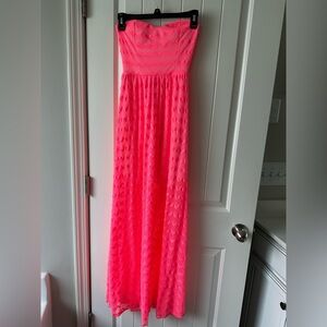 Vibrant Pink Strapless Maxi Dress